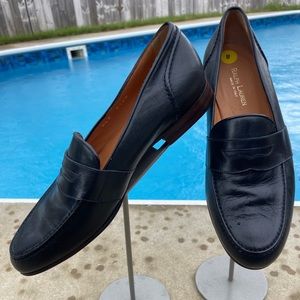 Vintage 1980s black Ralph Lauren penny loafers size 8.